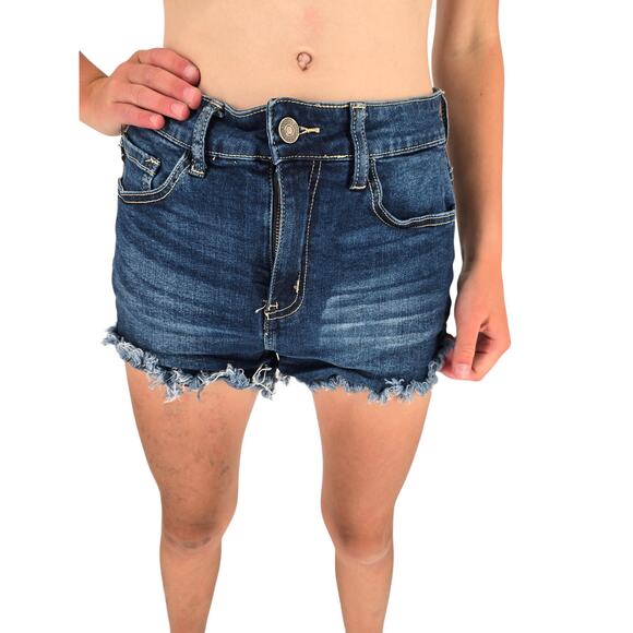 KanCan Jeans Womens Sz 27 Cutofff Blue Jean Denim Shorts Distressed Medium Wash - Picture 2 of 6